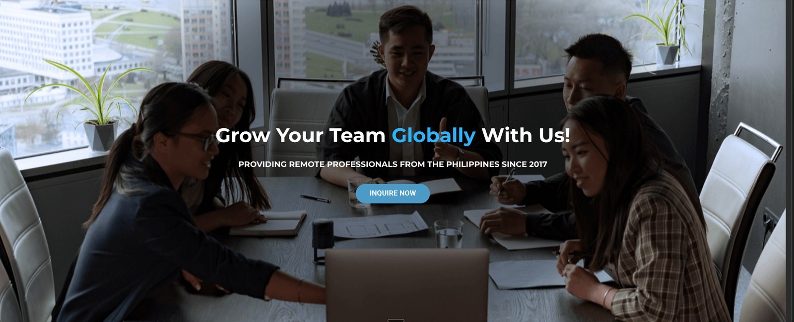 Gabtech Global old homepage hero: headline reads Grow Your Team Globally With Us, with the line Providing remote professionals from the Philippines since 2017.